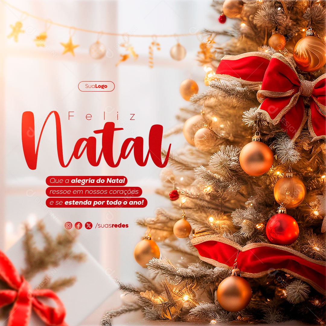 Feliz Natal que a Alegria Ressoe em nossos Corações e se Estenda por todo o Ano Social Media PSD Editável
