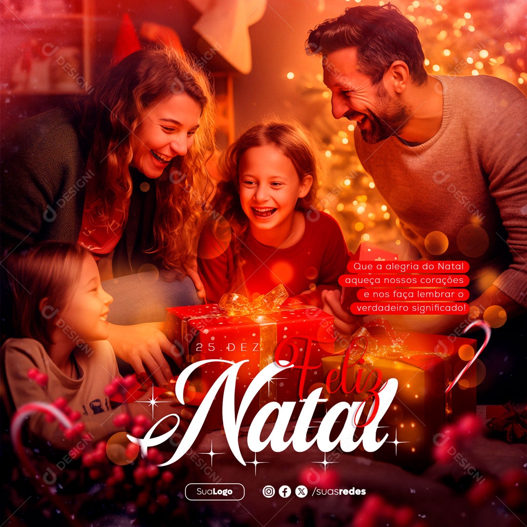 Feliz Natal 25 De Dezembro que a Alegria Aqueça nossos Corações e nos Faças Lembrar o Verdadeiro Significado Social Media PSD Editável