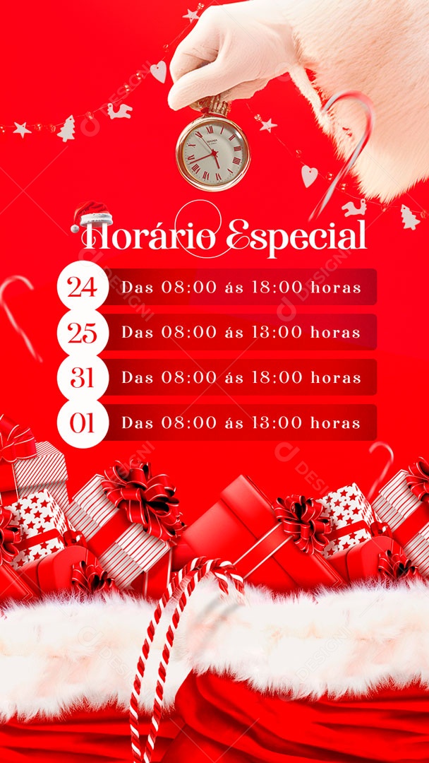 Story Horário Especial De Natal Social Media PSD Editável