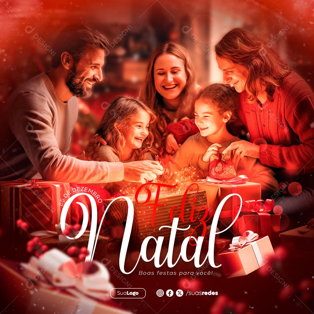 Feliz Natal 25 De Dezembro Boas Festas para Você Social Media PSD Editável