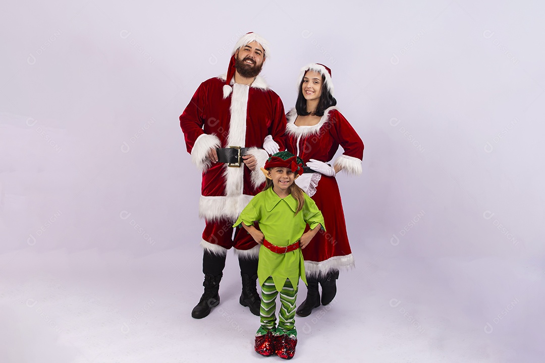 Papai e Noel e mamãe Noel sobre fundo branco