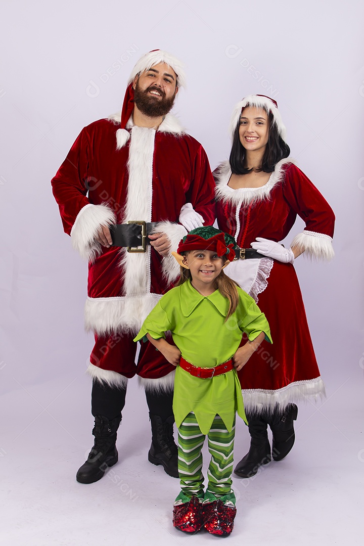 Papai e Noel e mamãe Noel sobre fundo branco
