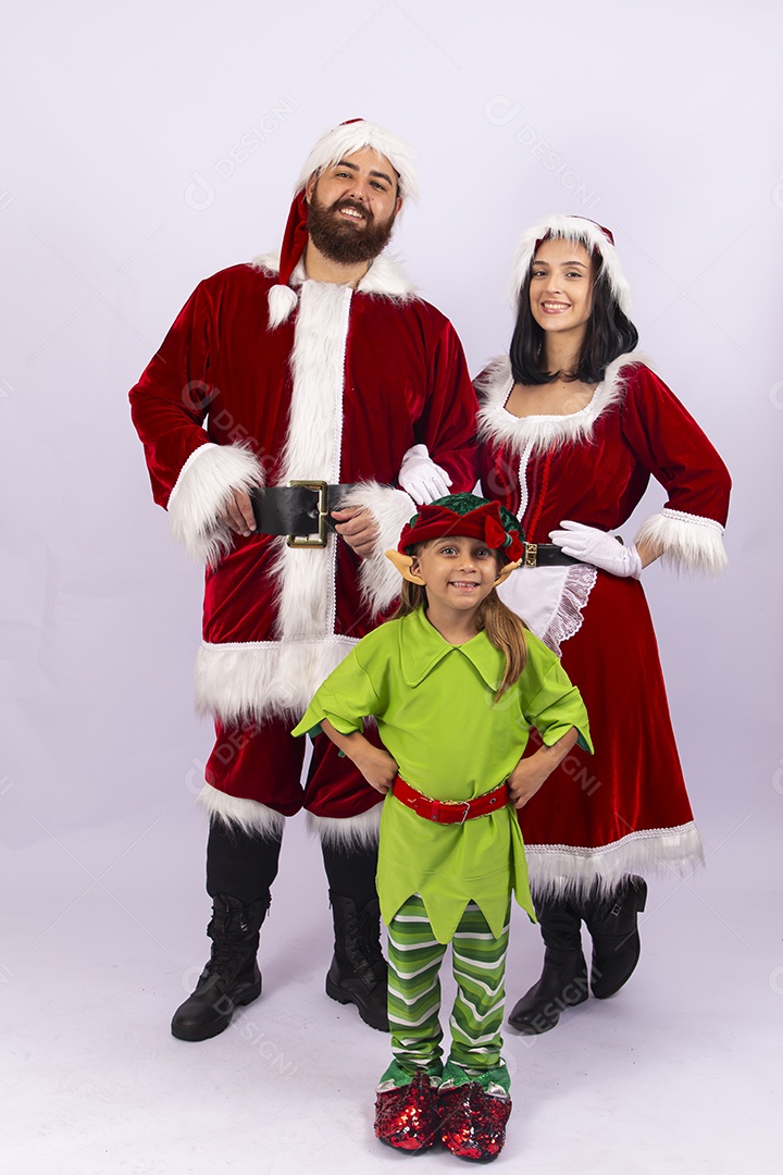 Papai e Noel e mamãe Noel sobre fundo branco