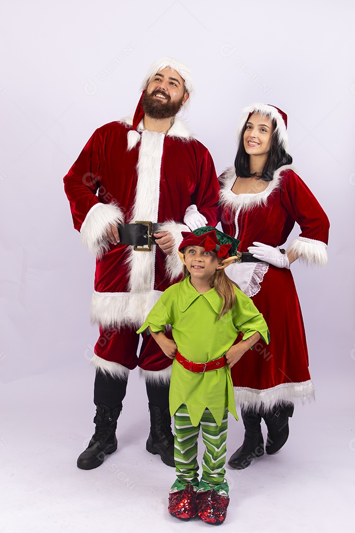 Papai e Noel e mamãe Noel sobre fundo branco