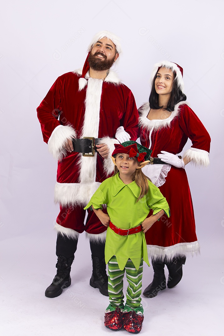 Papai e Noel e mamãe Noel sobre fundo branco