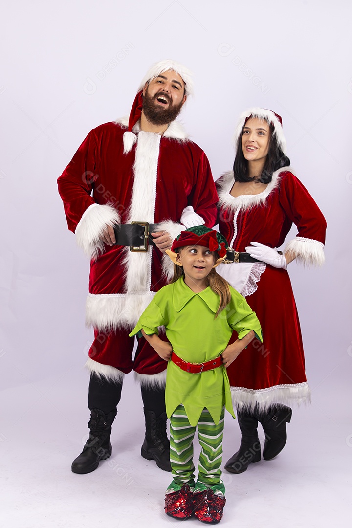 Papai e Noel e mamãe Noel sobre fundo branco