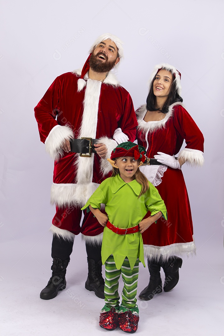 Papai e Noel e mamãe Noel sobre fundo branco