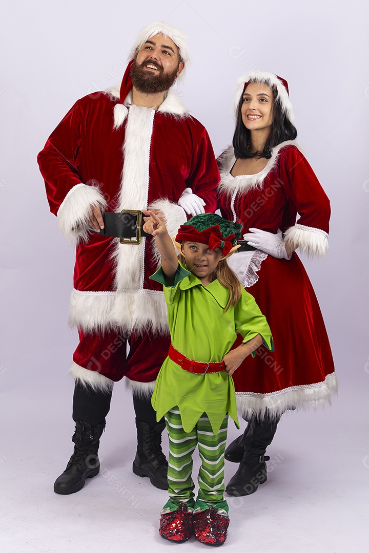Papai e Noel e mamãe Noel sobre fundo branco