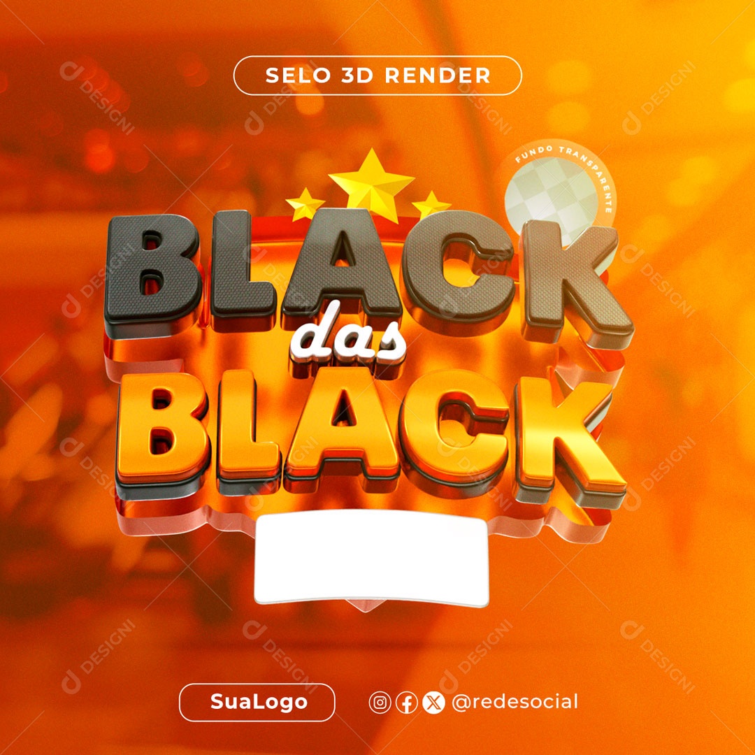 Selo 3D Black Das Black Para Composição PSD