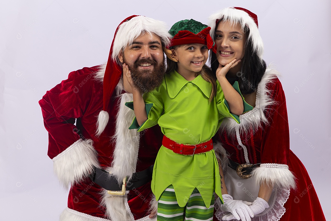 Papai e Noel e mamãe Noel sobre fundo branco
