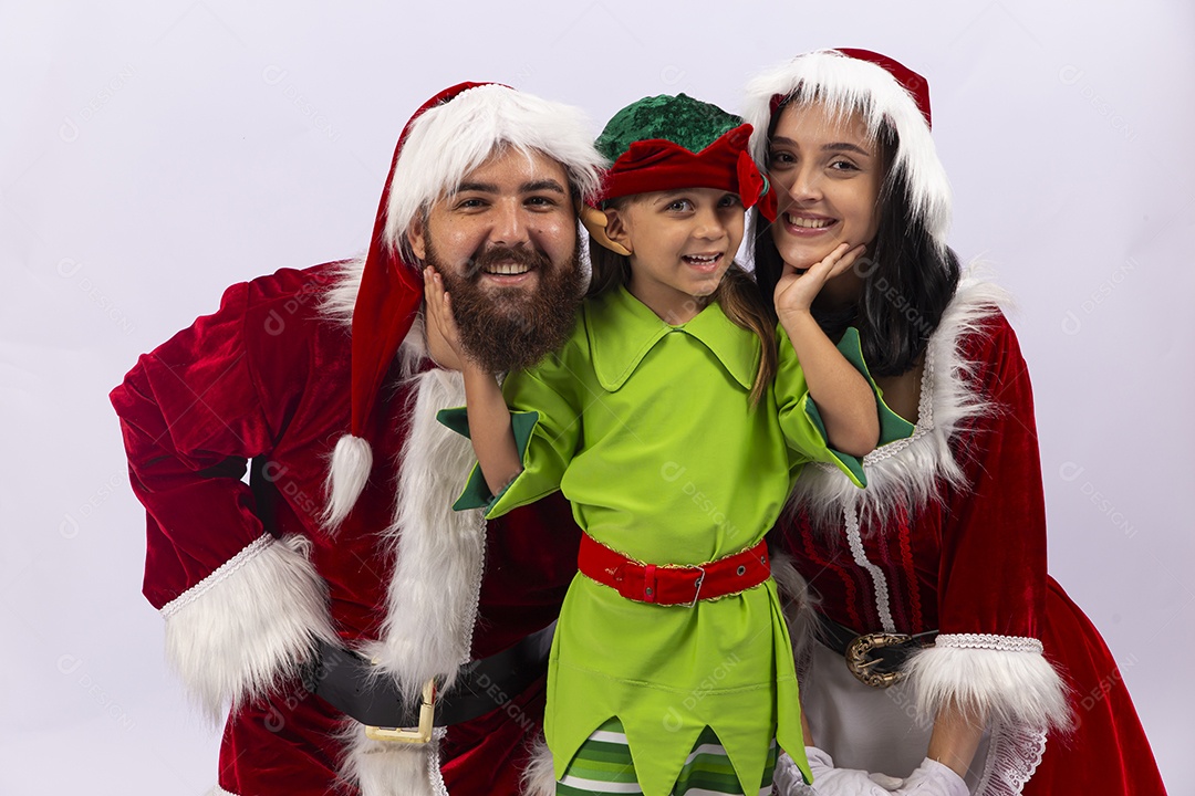 Papai e Noel e mamãe Noel sobre fundo branco