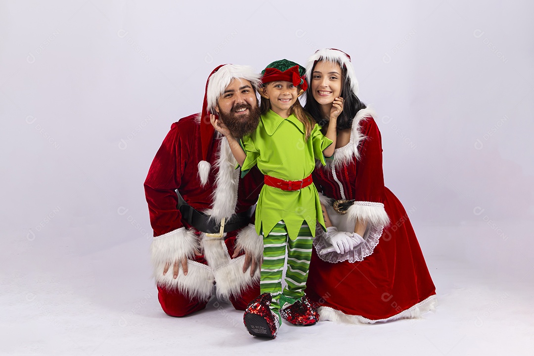 Papai e Noel e mamãe Noel sobre fundo branco