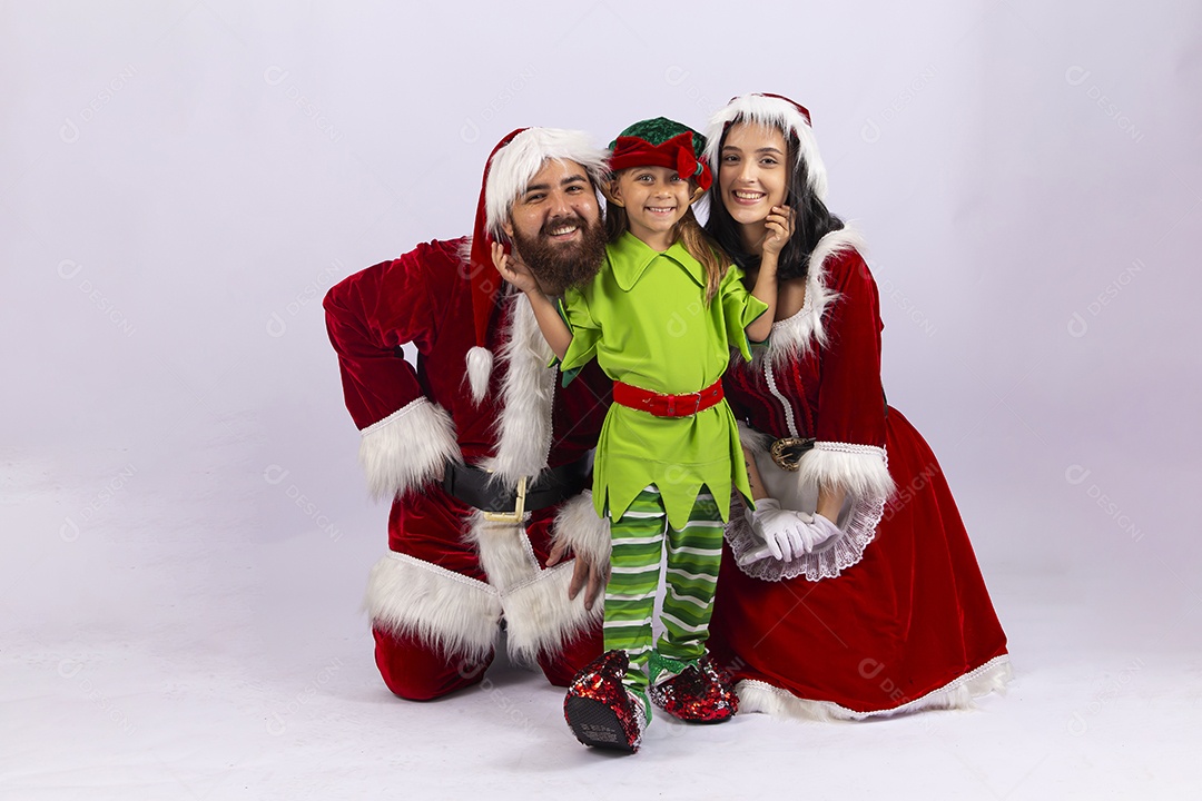 Papai e Noel e mamãe Noel sobre fundo branco