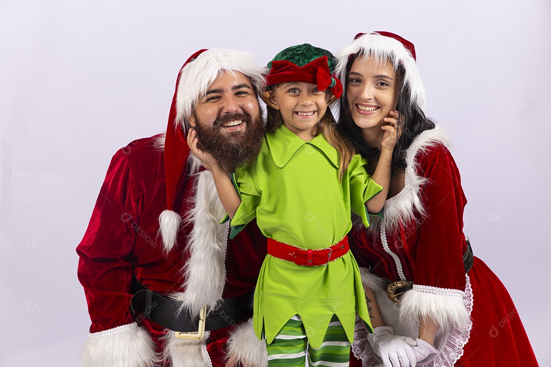 Papai e Noel e mamãe Noel sobre fundo branco