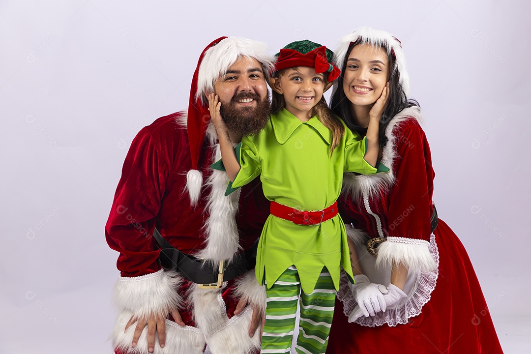 Papai e Noel e mamãe Noel sobre fundo branco