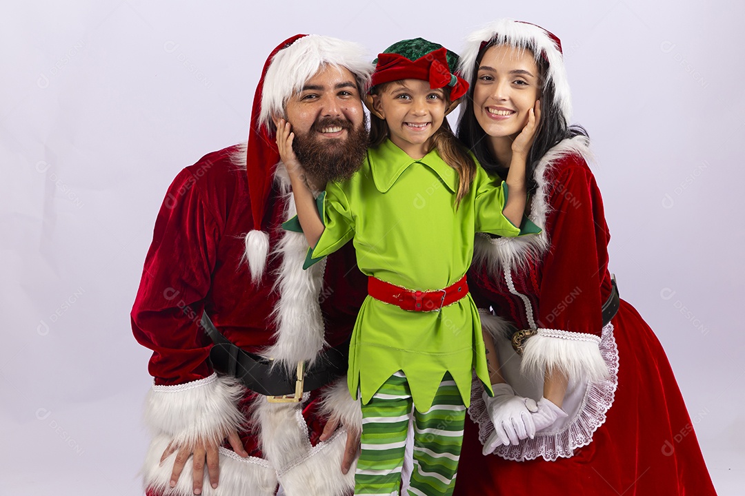 Papai e Noel e mamãe Noel sobre fundo branco