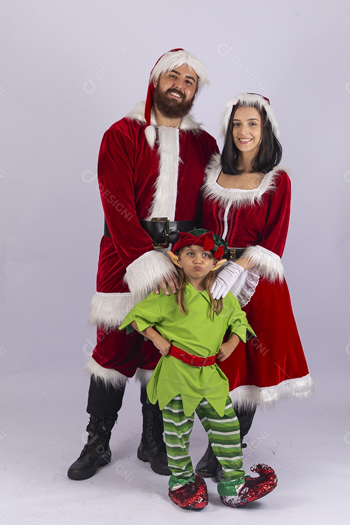 Papai e Noel e mamãe Noel sobre fundo branco