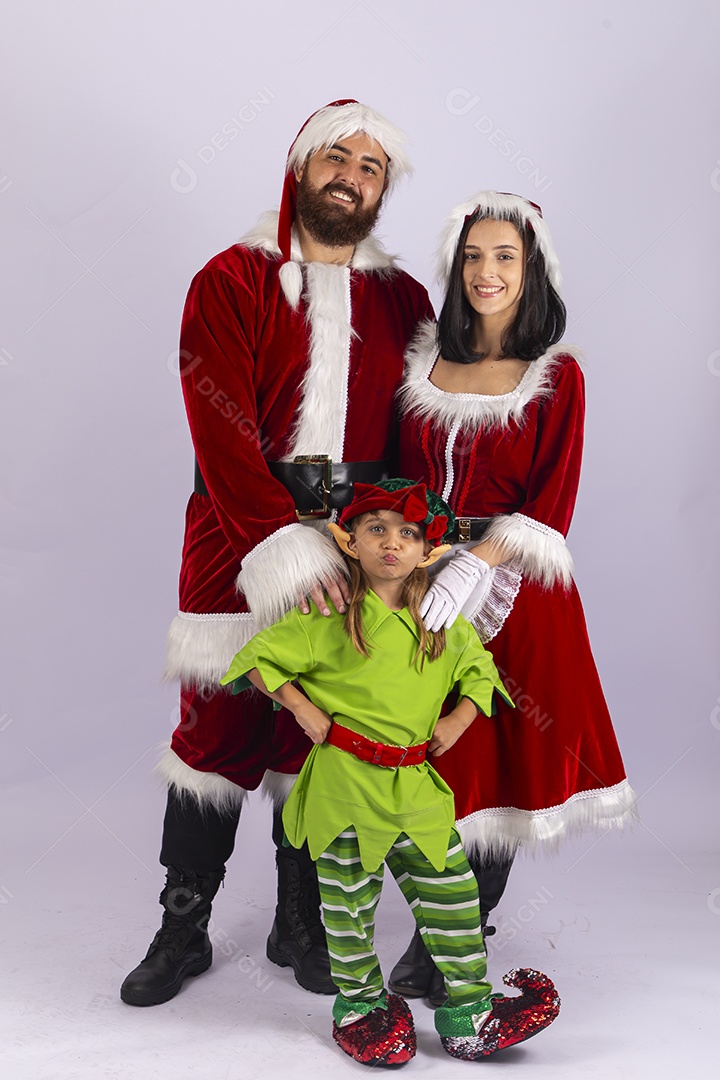 Papai e Noel e mamãe Noel sobre fundo branco