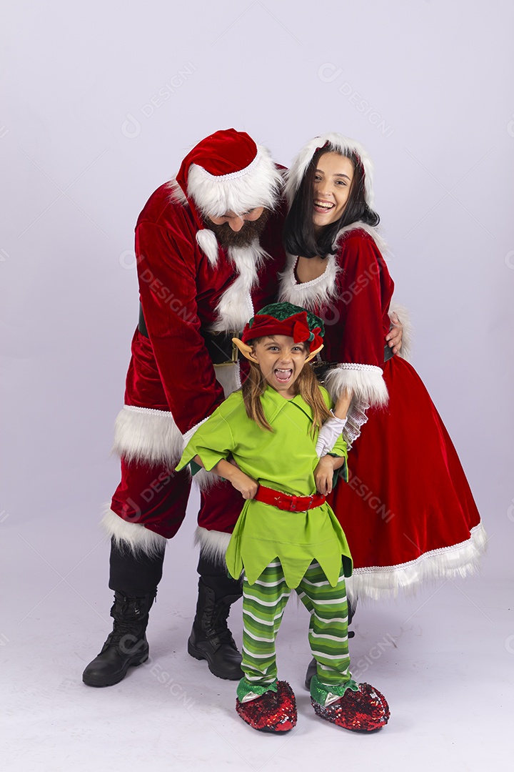 Papai e Noel e mamãe Noel sobre fundo branco