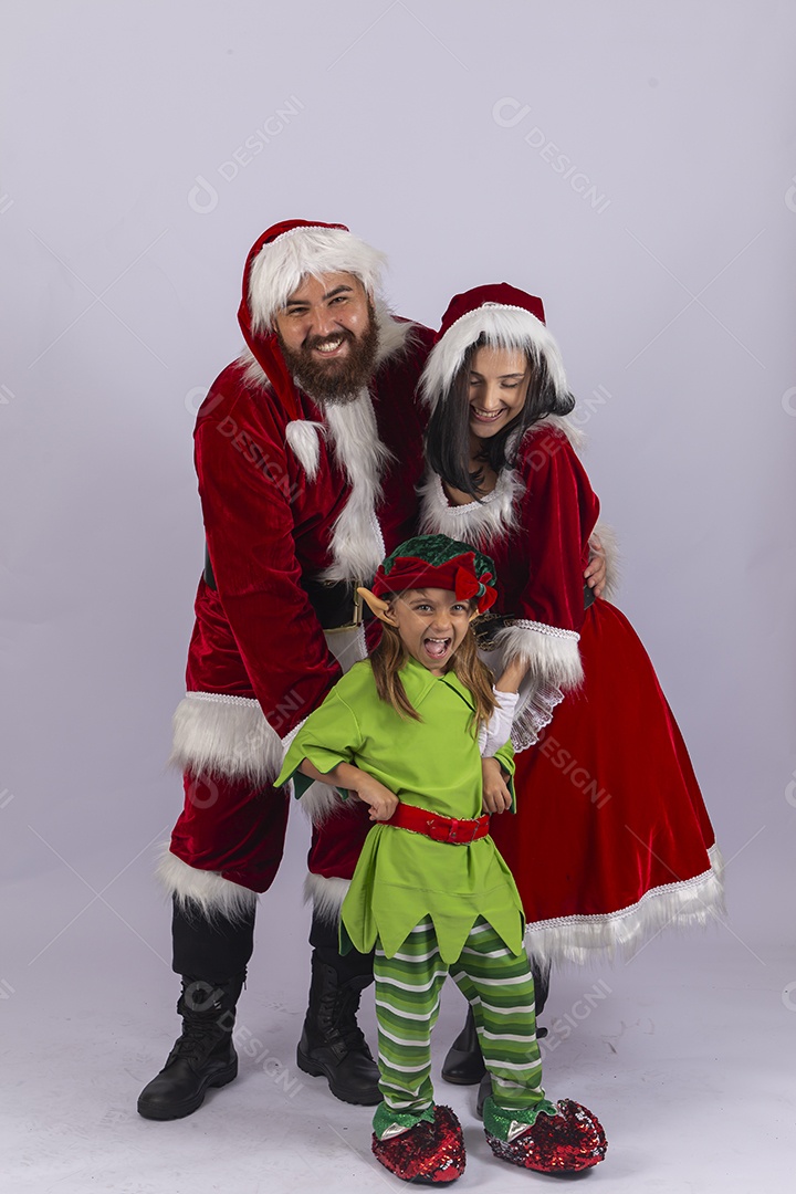 Papai e Noel e mamãe Noel sobre fundo branco