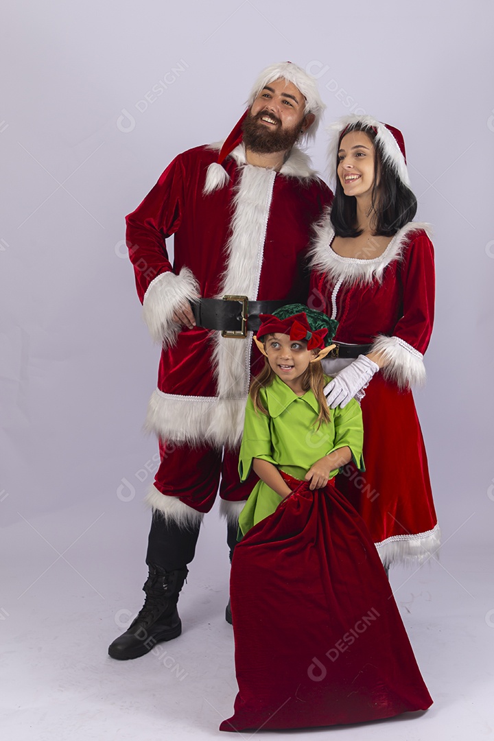 Papai e Noel e mamãe Noel sobre fundo branco