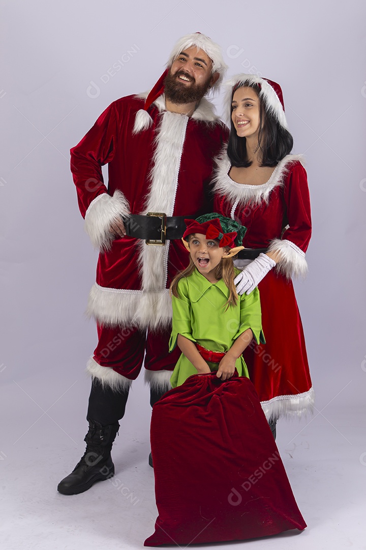 Papai e Noel e mamãe Noel sobre fundo branco