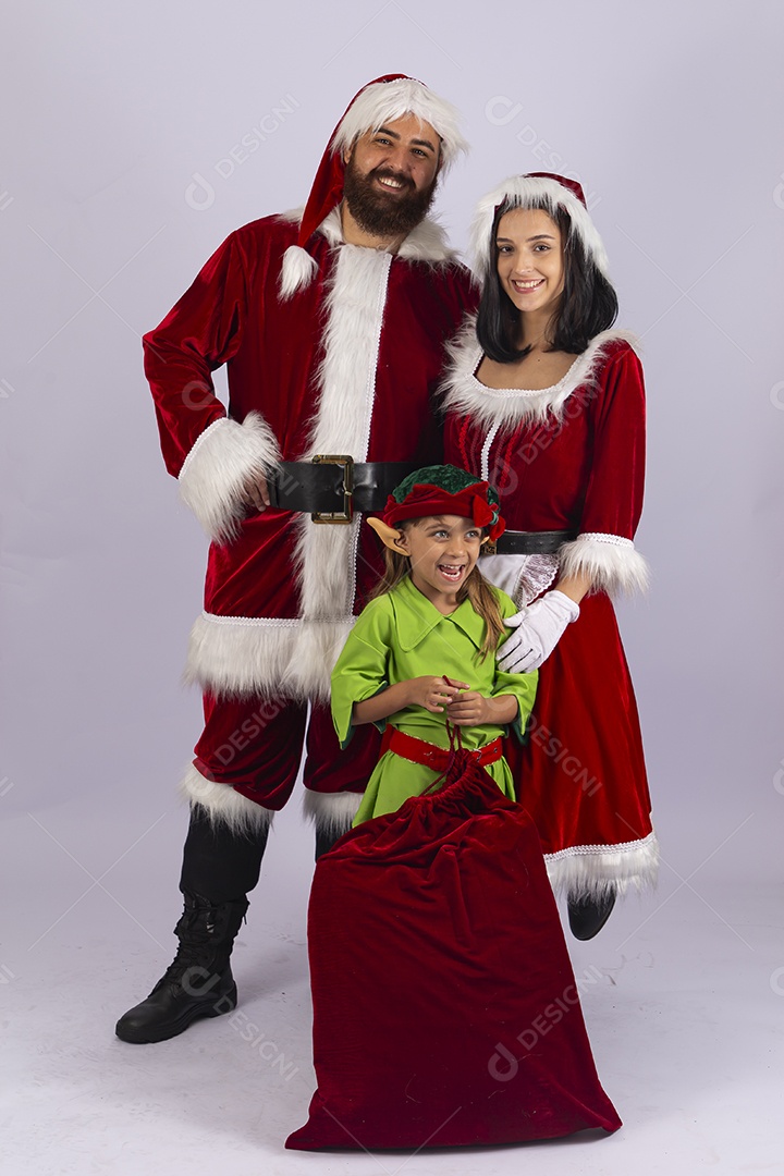 Papai e Noel e mamãe Noel sobre fundo branco