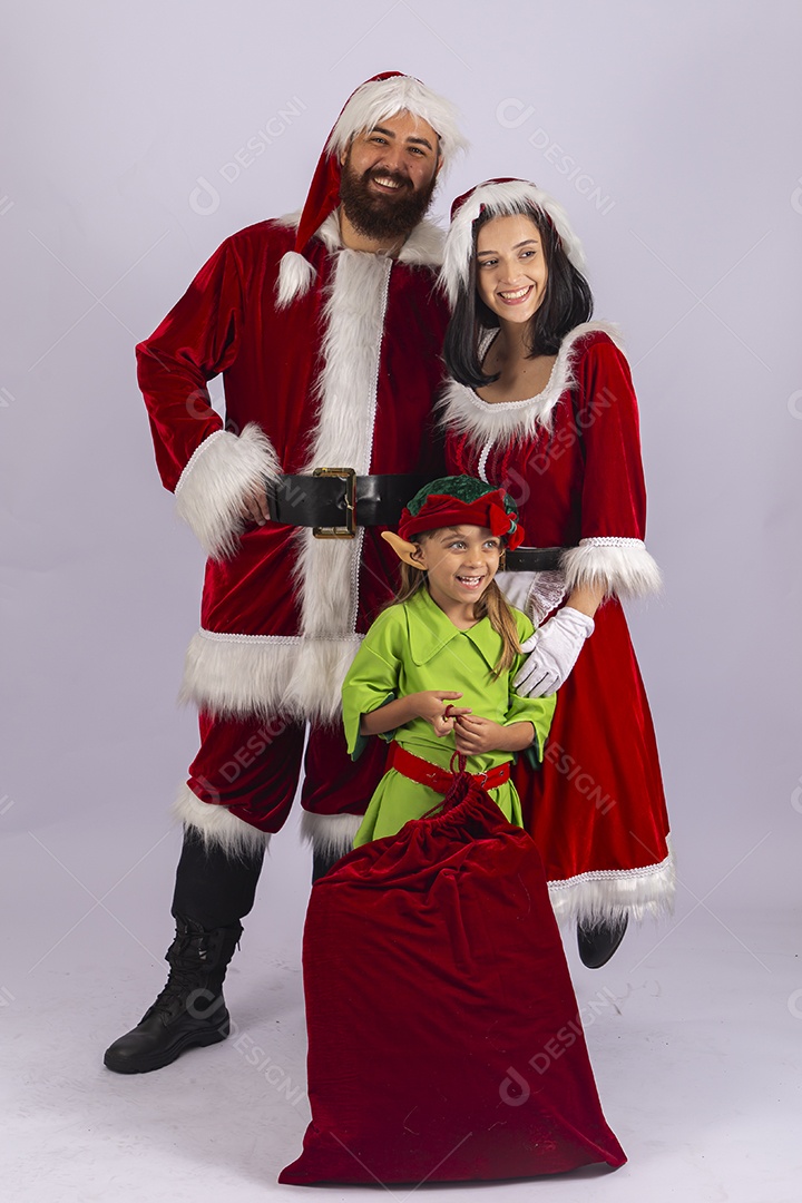 Papai e Noel e mamãe Noel sobre fundo branco