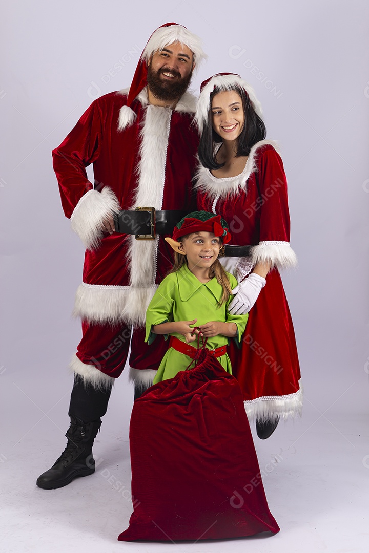 Papai e Noel e mamãe Noel sobre fundo branco