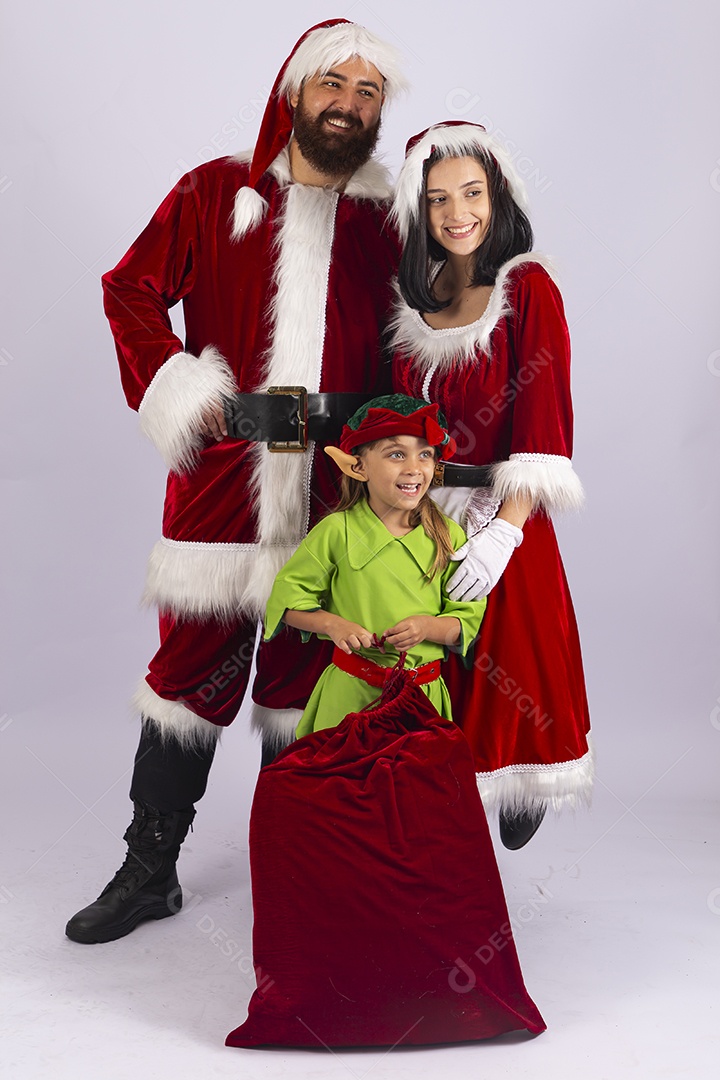 Papai e Noel e mamãe Noel sobre fundo branco