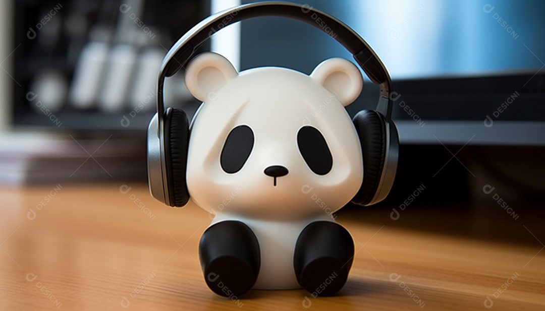 Fones de ouvido em formato de panda impresso em 3D