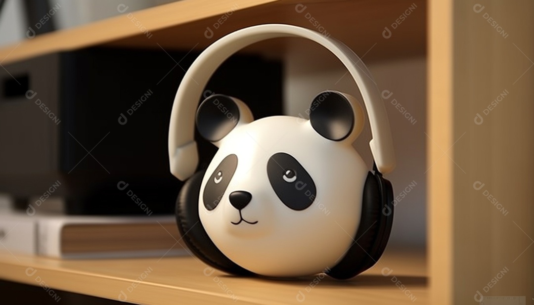 Fones de ouvido em formato de panda impresso em 3D