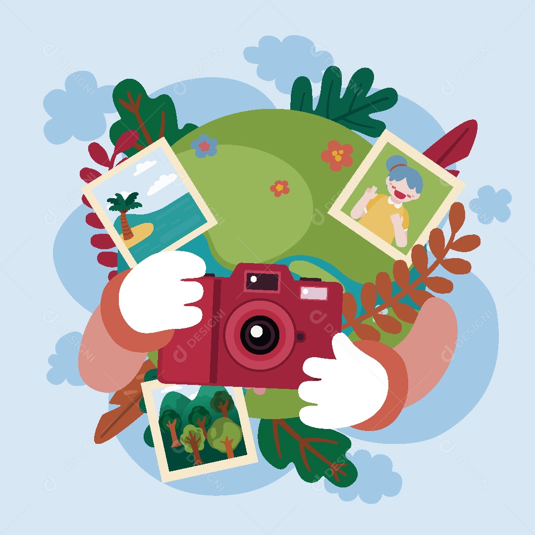 Viagens Fotos Paisagens Ilustração Vetor EPS