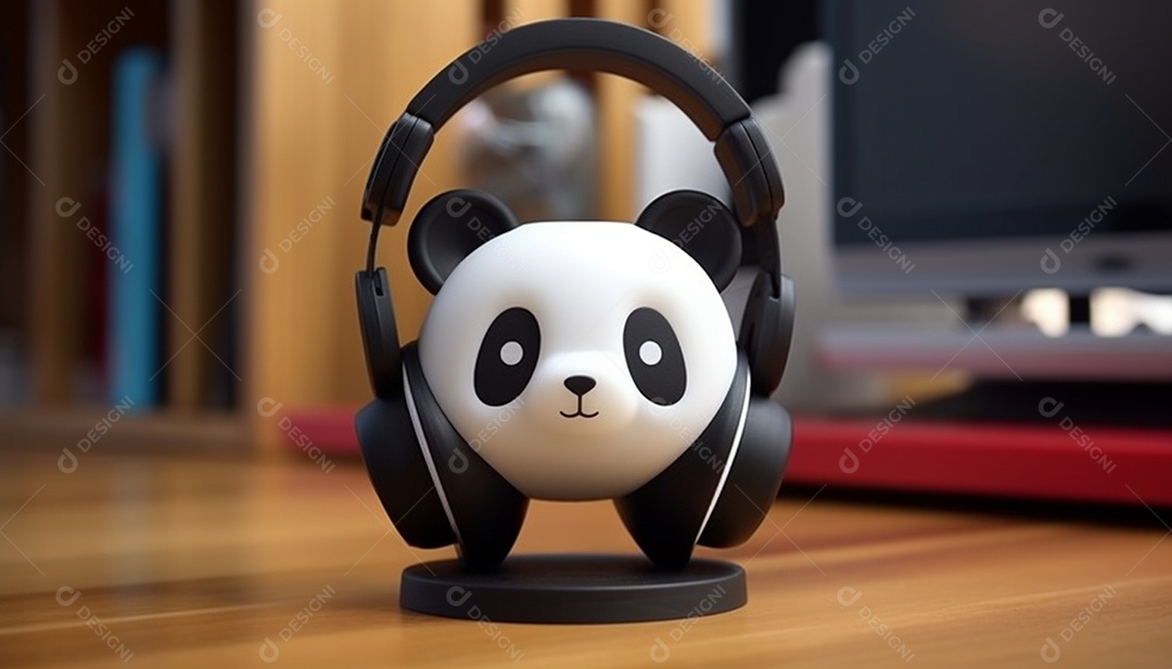Fones de ouvido em formato de panda impresso em 3D