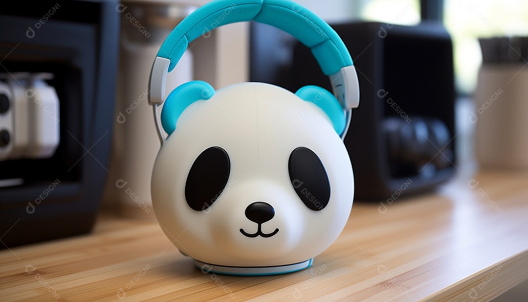 Fones de ouvido em formato de panda impresso em 3D