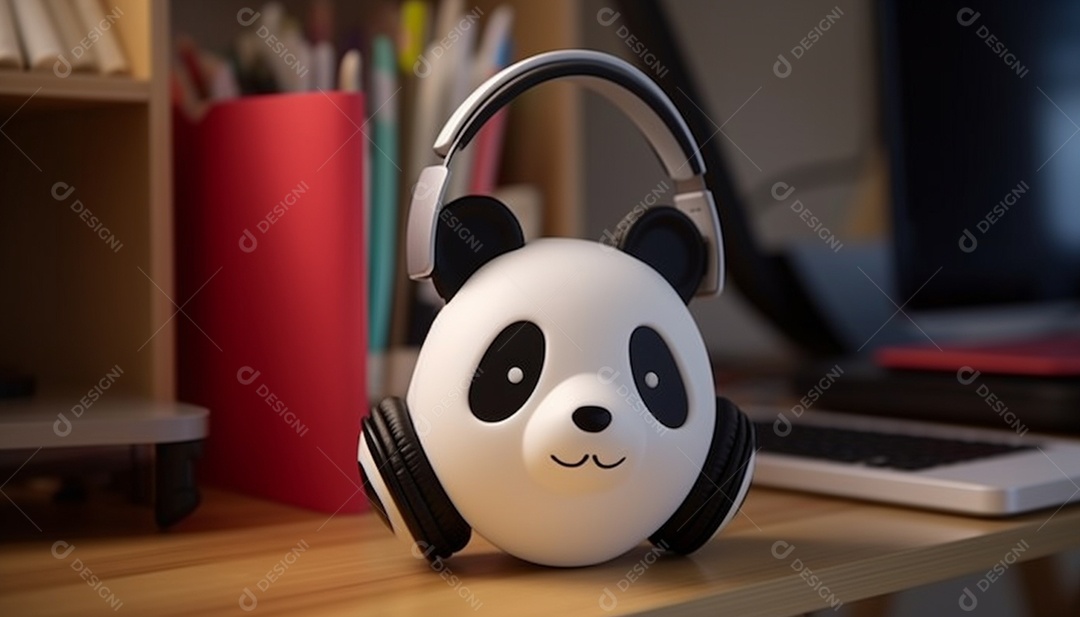 Fones de ouvido em formato de panda impresso em 3D
