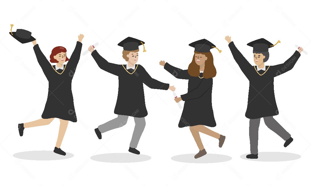 Alunos se Formando Ilustração Vetor EPS