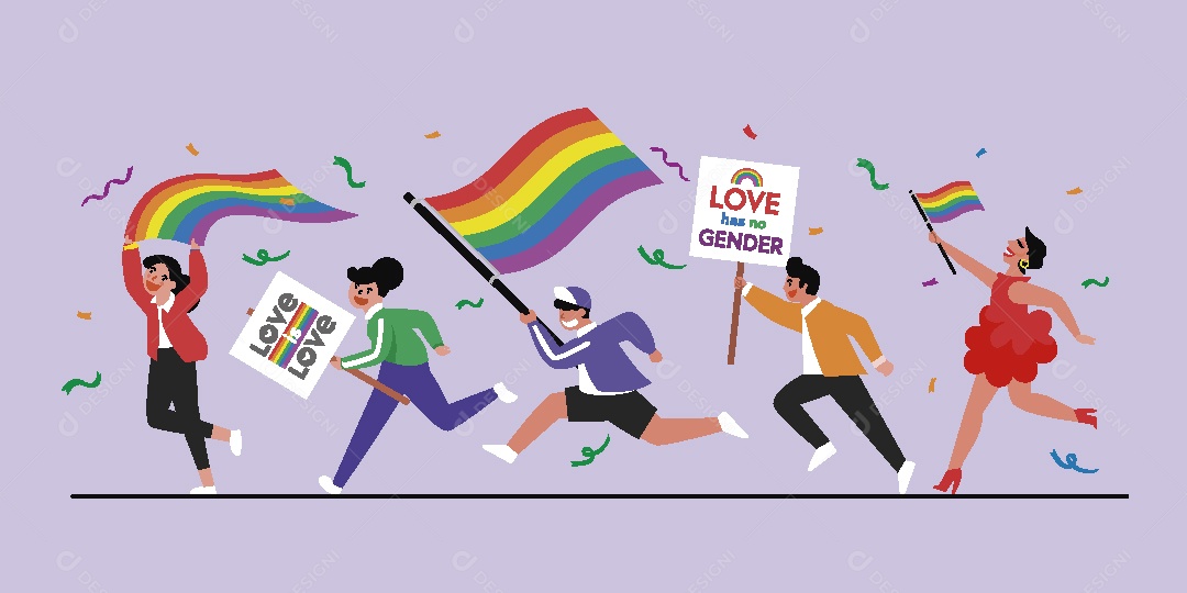 Feliz Mês do Orgulho LGBT Ilustração Vetor EPS