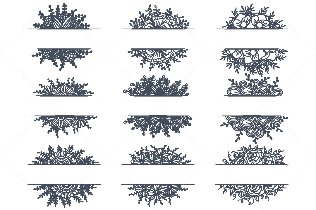 Conjunto de Bordas de Ornamento Decorativo Vetor EPS