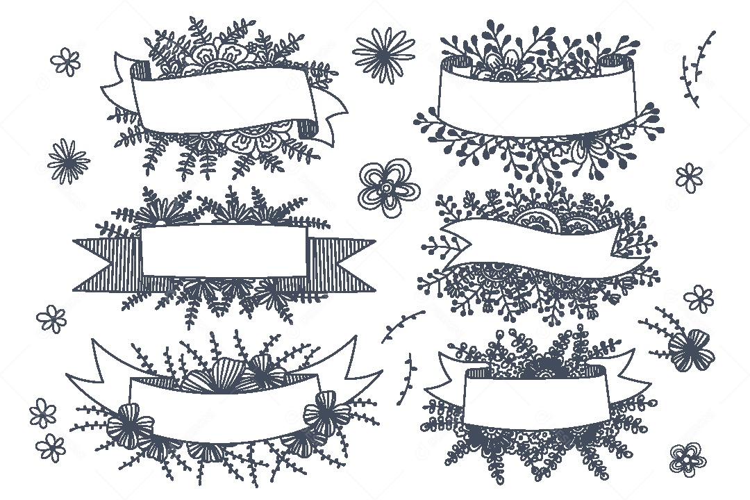 Conjunto de Fitas com Flores Ilustrações Vetor EPS