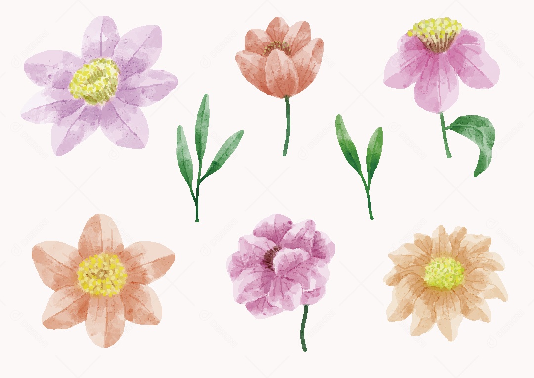 Conjunto de Flores Ilustrações Vetor EPS