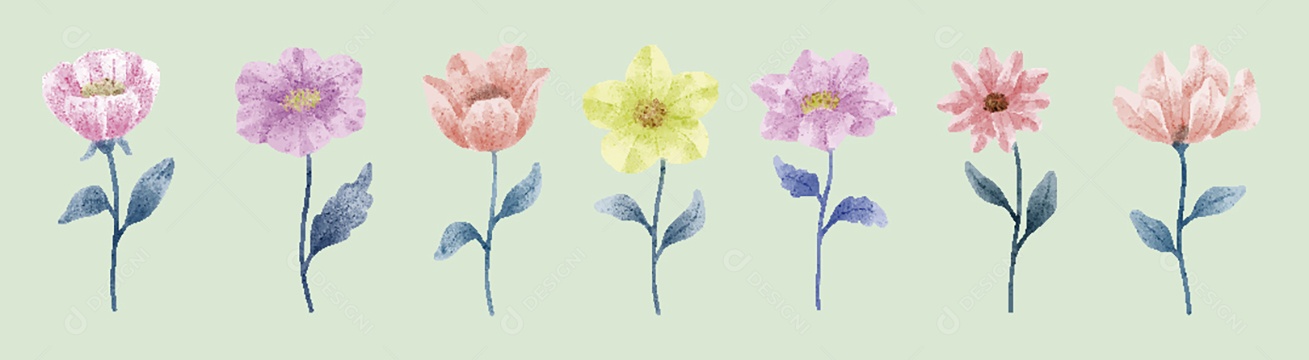 Conjunto de Flores Ilustrações Vetor EPS