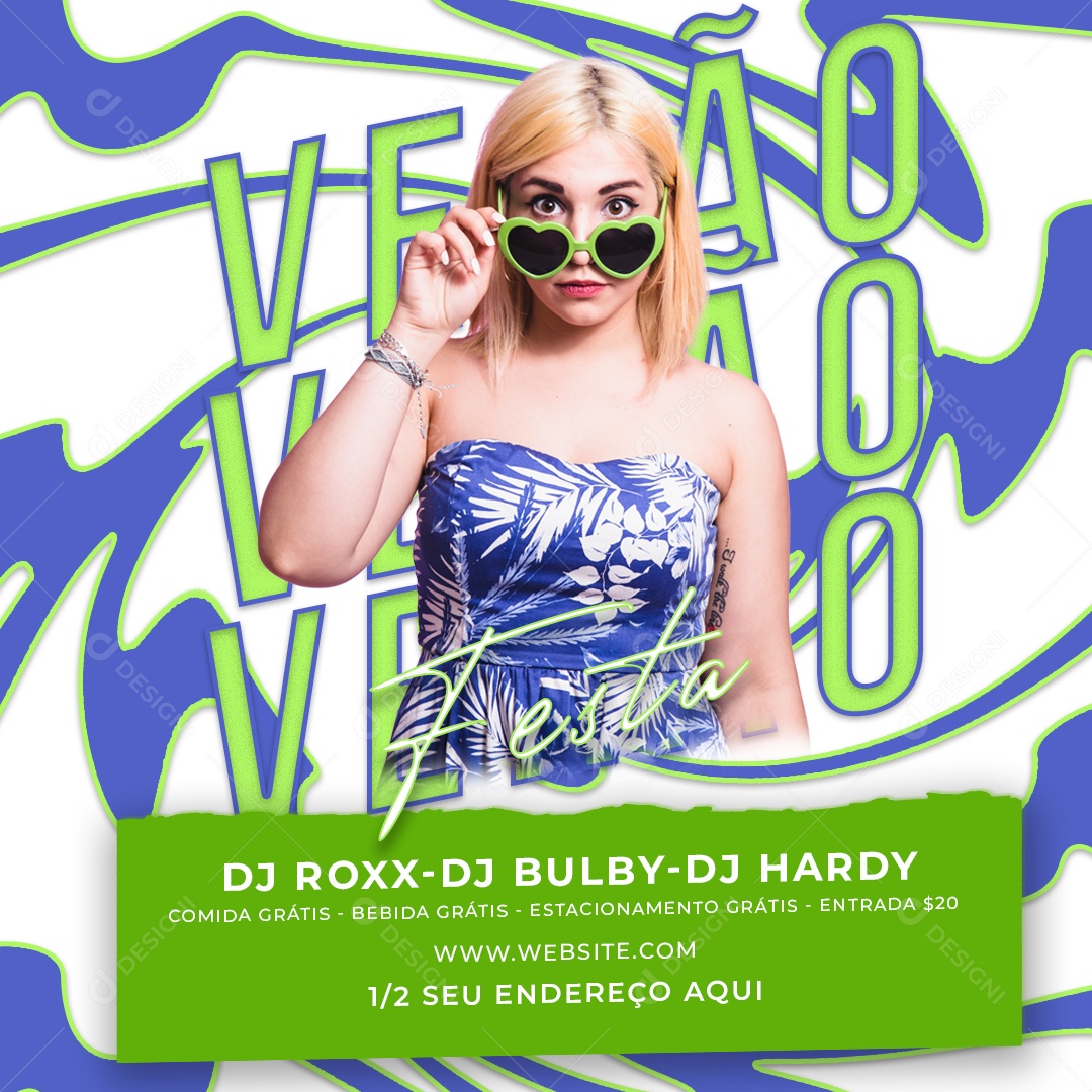 Social Media Flyer Feed Verão Festa PSD Editável