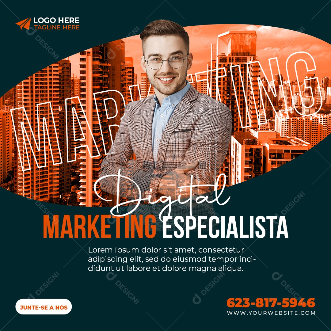 Social Media Especialista Marketing Digital PSD Editável