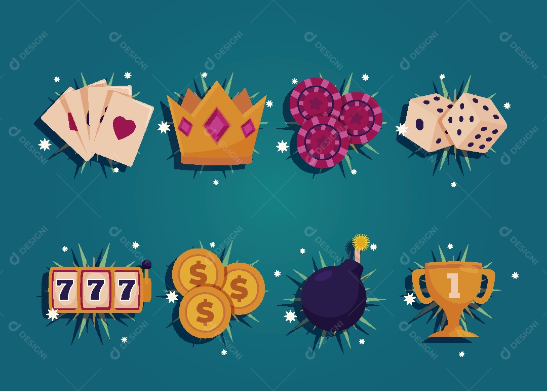 Ícones de Jogos de Cassinos Ilustração Vetor EPS