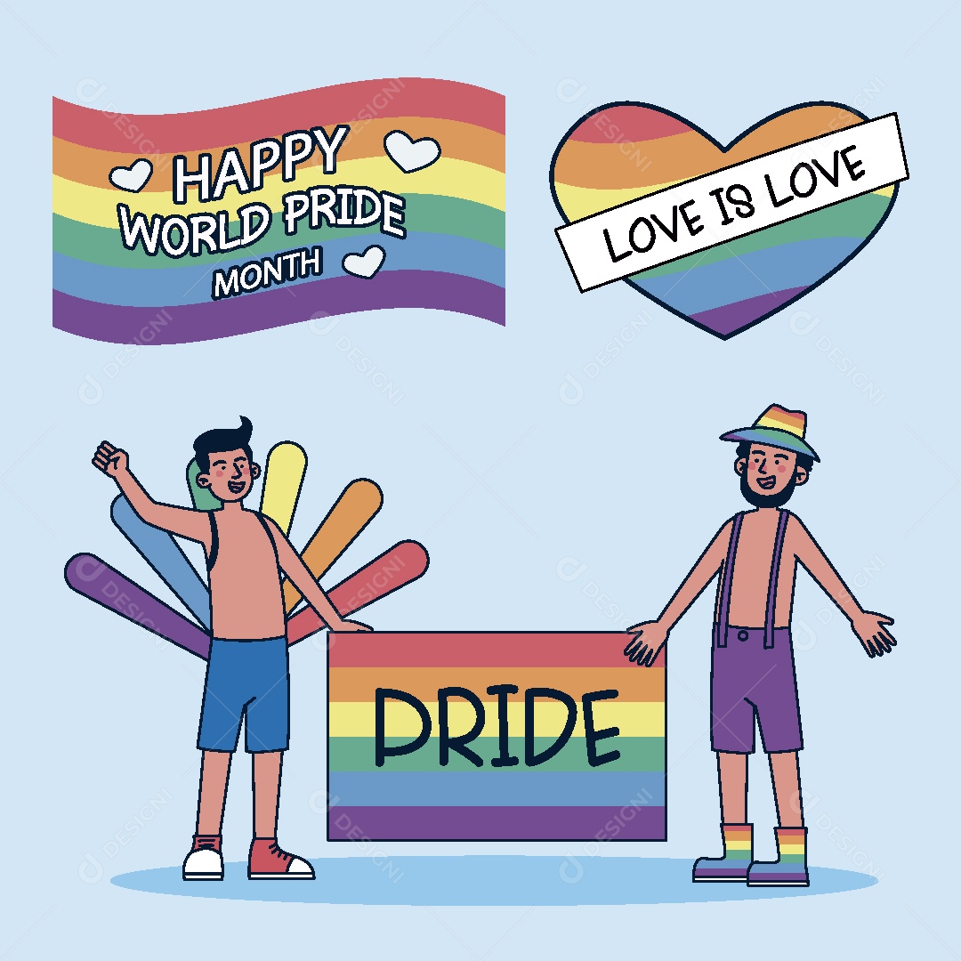 Feliz Mês do Orgulho LGBT Ilustração Vetor EPS