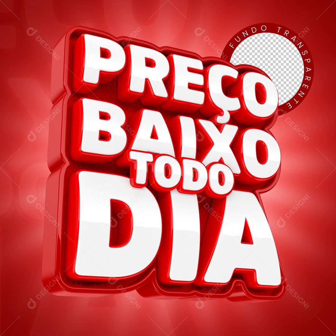 Selo 3D Preço Baixo Todo Dia Para Composição PSD