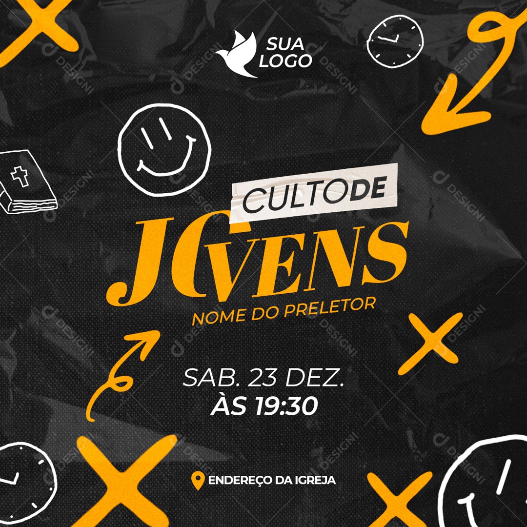 Culto de Jovens Sábado 23 de Dezembro ás 19;30 Social Media PSD Editável