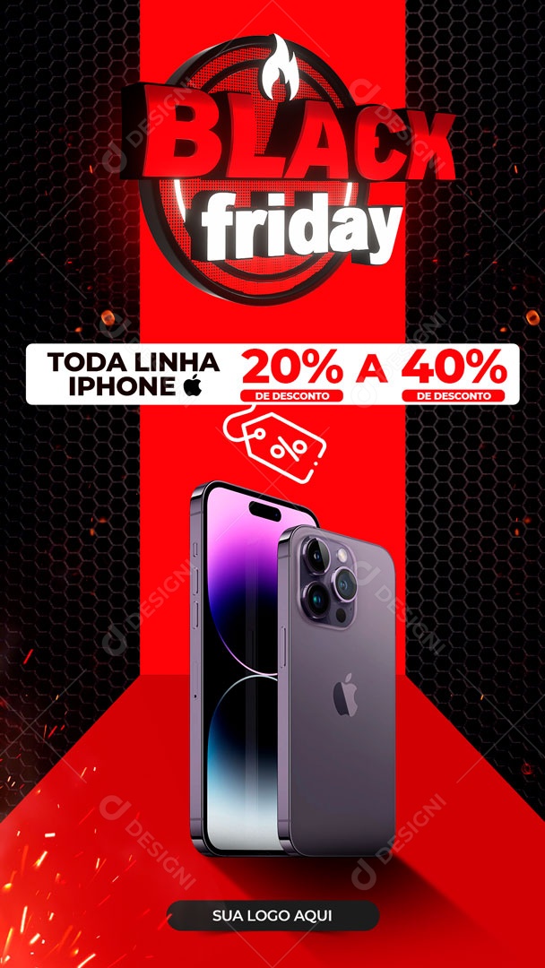 Social Media Story Black Friday Toda Linha Iphone PSD Editável