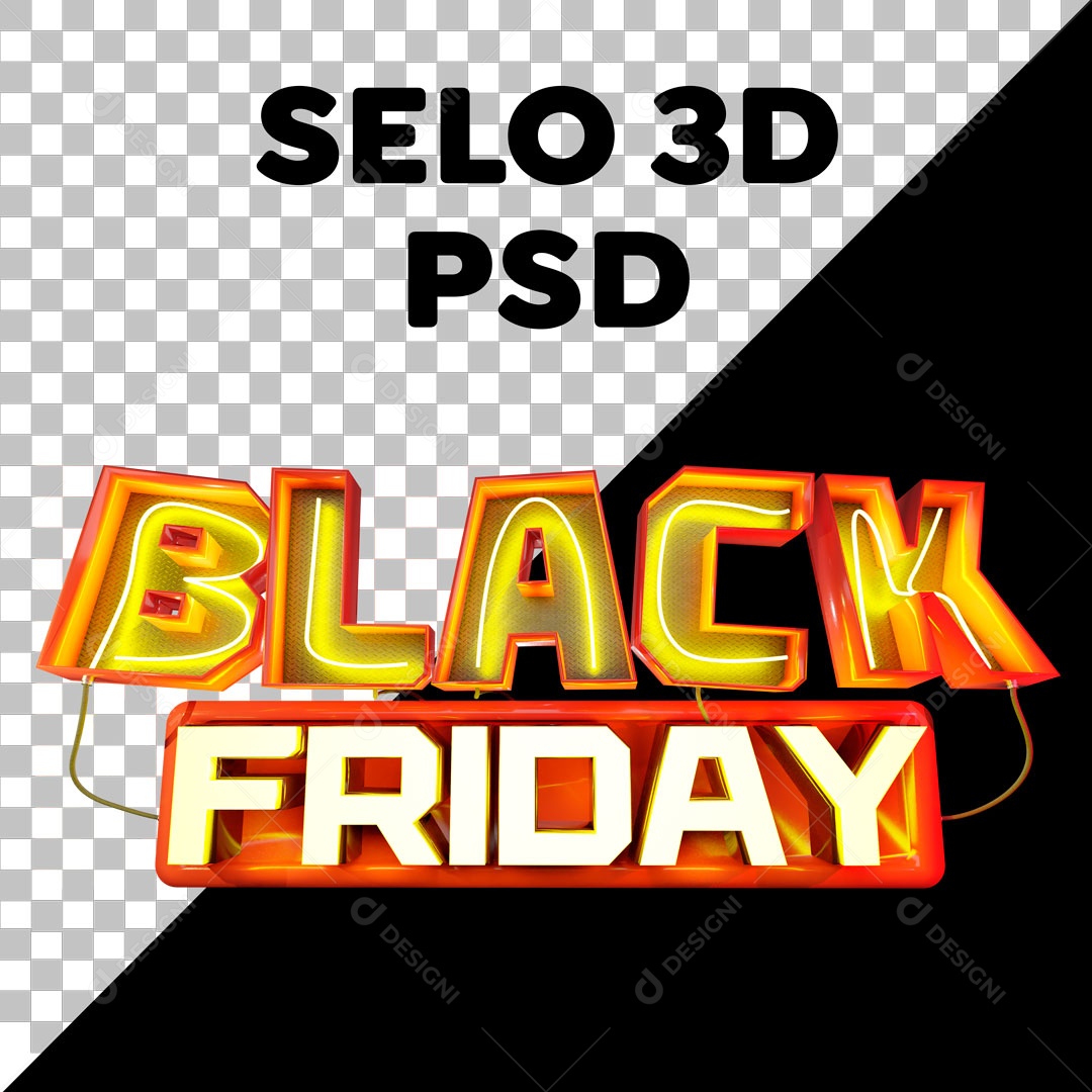 Selo 3D Black Friday Para Composição PSD